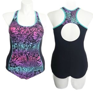 ZeroXposur Racerback Floral One Piece Swimsuit EUC sz 14